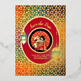 Indiase Koppel ECHT GOUDEN FOLIE Schattig Bewaar D Uitnodiging