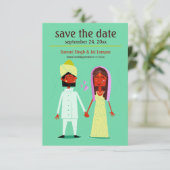 Indiase Koppel Save the Date Aankondiging (Staand voorkant)