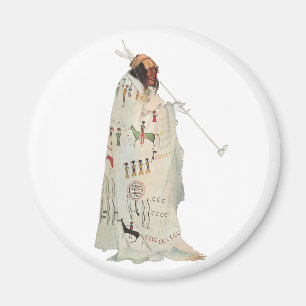 Indiase krijger met pijp portret door Karl Bodmer Magneet