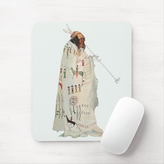 Indiase krijger met pijp Portret door Karl Bodmer Muismat (Met muis)