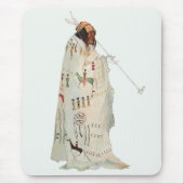 Indiase krijger met pijp Portret door Karl Bodmer Muismat (Voorkant)