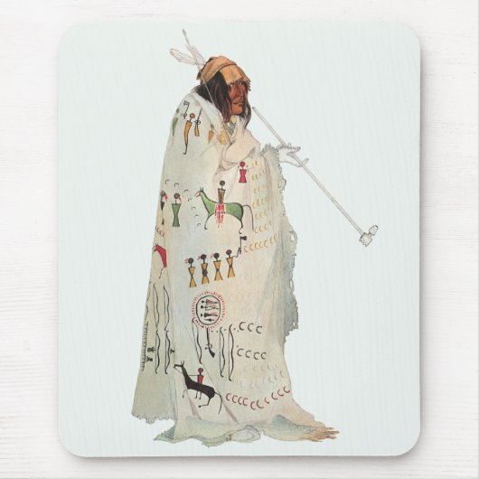 Indiase krijger met pijp Portret door Karl Bodmer Muismat (Voorkant)