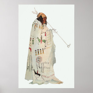 Indiase krijger met pijpportret door Karl Bodmer Poster