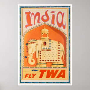 Indiase Kunst TWA Reisposter Indiase Print