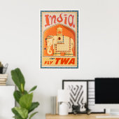 Indiase Kunst TWA Reisposter Indiase Print (Thuiskantoor)