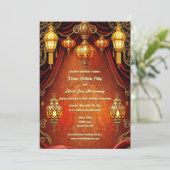 Indiase lantaarns luxe sinaasappel goud decoratief kaart (Staand voorkant)