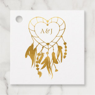 Indiase legende Tribal Boho Bruiloft Monogram Bedankjes Labels