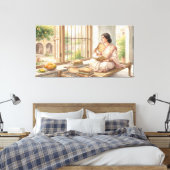 Indiase levensstijl esthetiek canvas afdruk (Insitu (Slaapkamer))