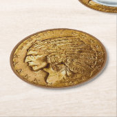  Indiase Liberty Gold Coin  Ronde Kartonnen Onderzetter (Gebogen)
