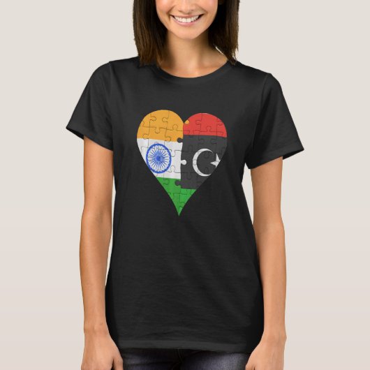 Indiase Libische vlag Hart T-shirt (Voorkant)