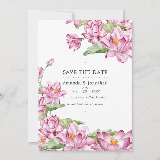 Indiase Lotusbloem Trouwfoto Save The Date (Voorkant)