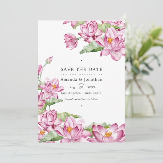 Indiase Lotusbloem Trouwfoto Save The Date (Staand voorkant)