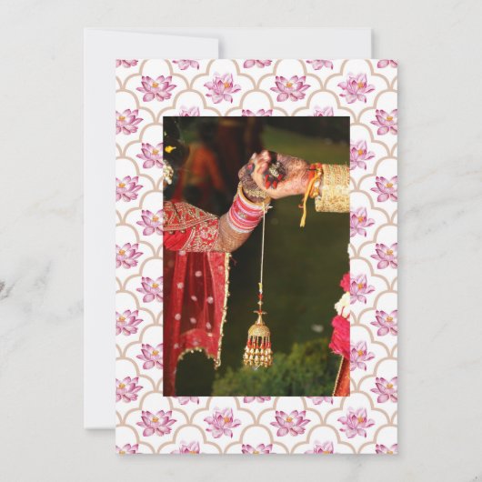 Indiase Lotusbloem Trouwfoto Save The Date (Achterkant)