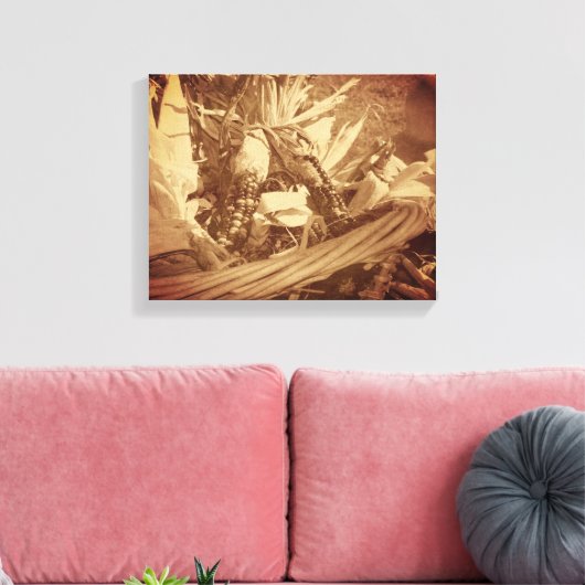 Indiase maïs in mand Herfst Canvas Afdruk (Insitu (Woonkamer))