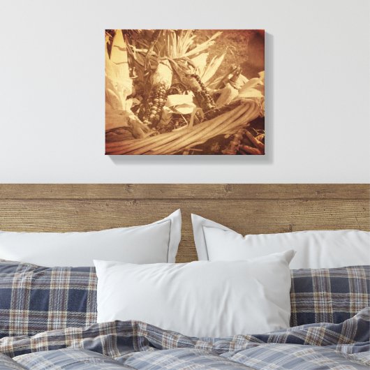 Indiase maïs in mand  Herfst Canvas Afdruk (Insitu (Slaapkamer))
