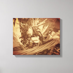 Indiase maïs in mand  Herfst Canvas Afdruk