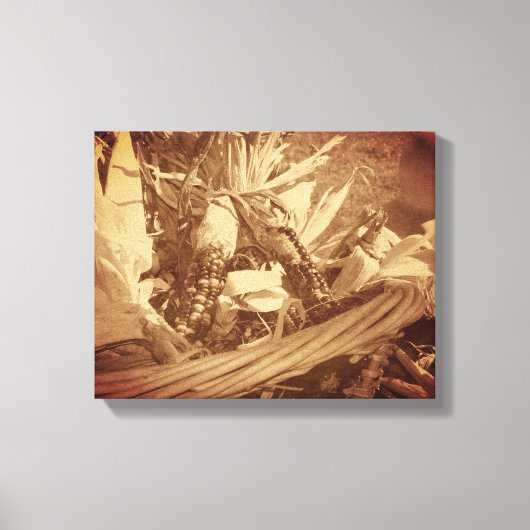 Indiase maïs in mand Herfst Canvas Afdruk (Voorkant)