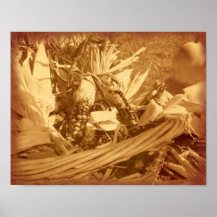 Indiase maïs in mand vintage uitstraling herfst  poster