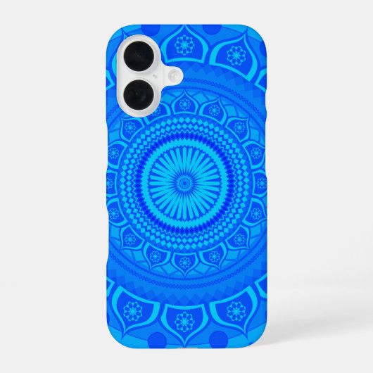 Indiase mandala Blauw iPhone 16 Hoesje (Achterkant)