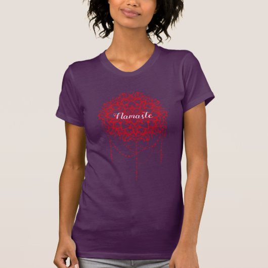 Indiase Mandala bordeaux Namaste yoga T-shirt (Voorkant)