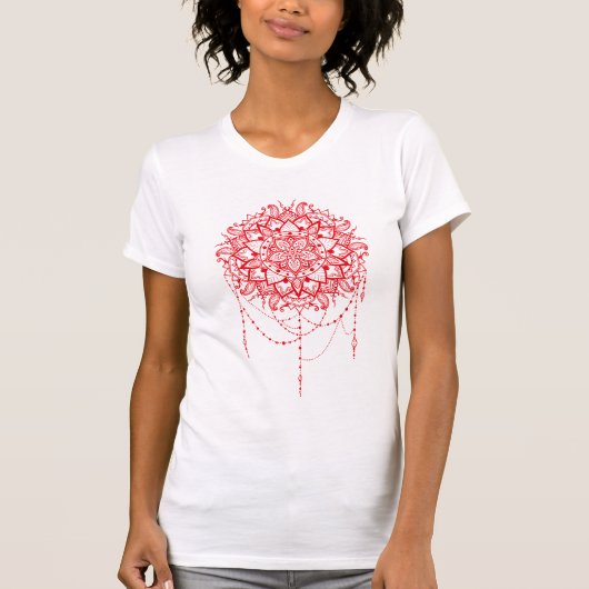 Indiase Mandala burgundy-kunst T-shirt (Voorkant)