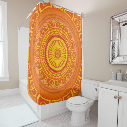 Indiase mandala oranje douchegordijn (In situ)