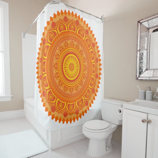 Indiase mandala Oranje Douchegordijn (In situ)