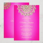 Indiase Mandala Roze Gouden Bruiloft Feest Kaart (Voorkant / Achterkant)