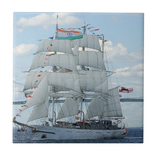 Indiase marine zeiltrainingsschip Tarangini Tegeltje (Voorkant)