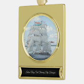 Indiase marine zeiltrainingsschip Tarangini Verguld Banner Ornament (Links)