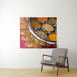 Indiase Masala Dabba Spice Tin Restaurant Wall Art Wandkleed