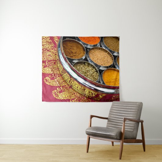 Indiase Masala Dabba Spice Tin Restaurant Wall Art Wandkleed (In Situ (horizontaal))