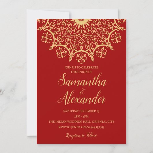 Indiase Mehendi bruiloft Kaart (Voorkant)