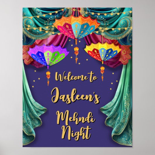 Indiase Mehndi Hindu Welkomstbord Poster (Voorkant)
