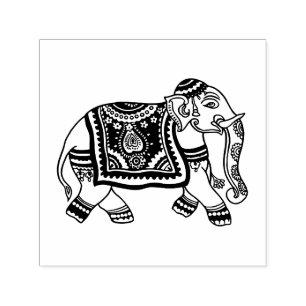 Indiase Mehndi Olifant Afbeelding Alleen Geen Teks Zelfinktende Stempel