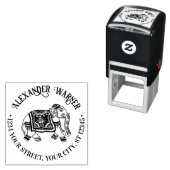 Indiase Mehndi Olifant Naam Retouradres Zelfinktende Stempel (In situ)