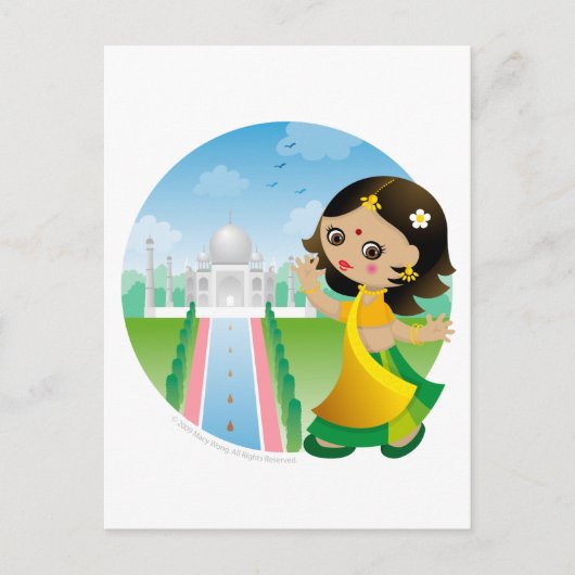 Indiase meid briefkaart (Voorkant)