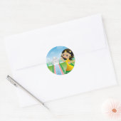 Indiase meid ronde sticker (Envelop)