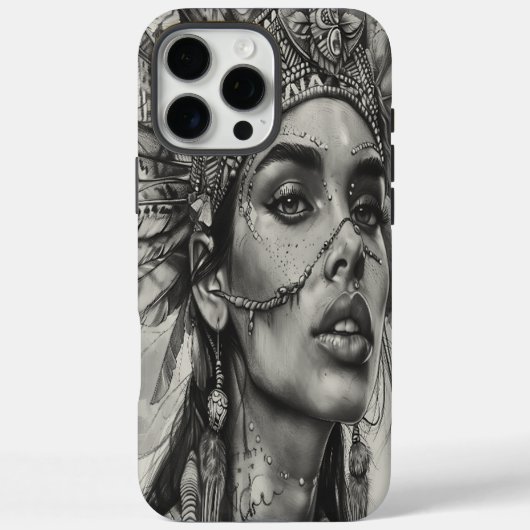 Indiase meisje krijger geest met veren Case-Mate iPhone case (Achterkant)