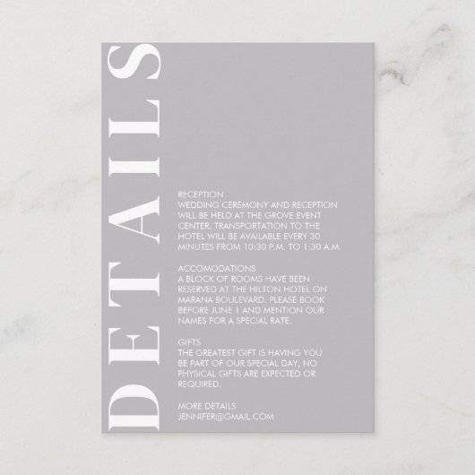 Indiase middelgrijze bijlagekaart informatiekaartje (Voorkant)