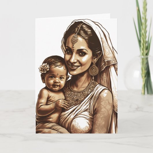 Indiase moeder en Baby, Moederdag Kaart (Voorkant)