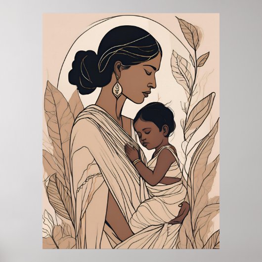 Indiase moeder en kind poster (Voorkant)
