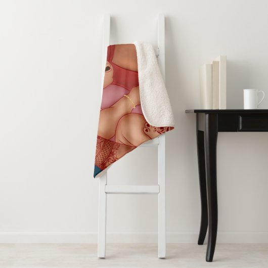 Indiase moeder houdt haar baby met henna vast sherpa deken (In situ)