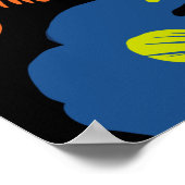 Indiase Olifant Bloem Zwart Bruiloft Poster (Hoek)