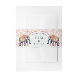 Indiase olifant bloemenbruiloft uitnodiging uitnodigingen wikkel
