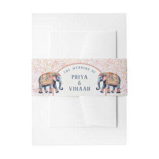 Indiase olifant bloemenbruiloft uitnodiging uitnodigingen wikkel