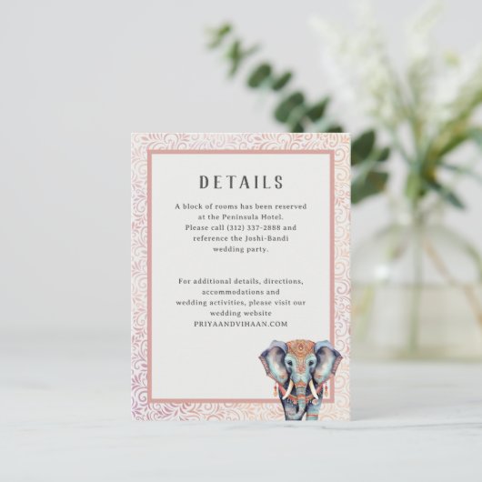 Indiase olifant bruiloft details behuizing Kaart (Staand voorkant)