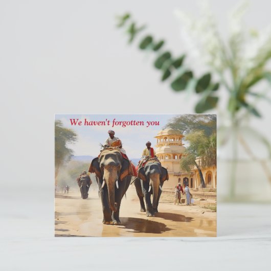 Indiase olifant chauffeurs olieverfschilderij briefkaart (Staand voorkant)