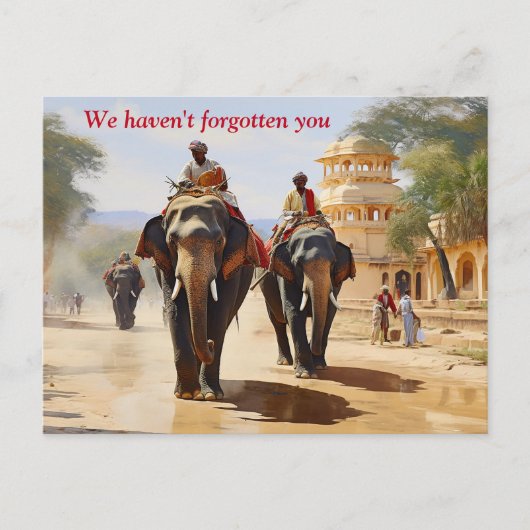 Indiase olifant chauffeurs olieverfschilderij briefkaart (Voorkant)