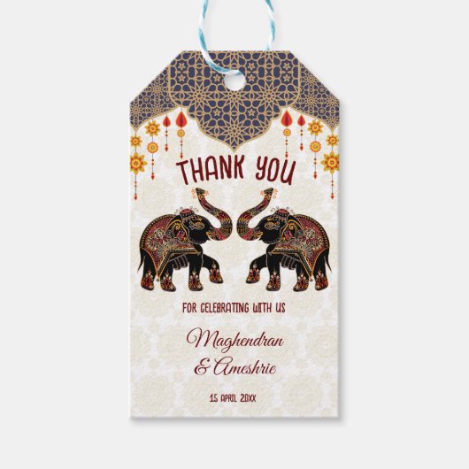 Indiase olifant Indische bruiloft Cadeaulabel (Voorkant)